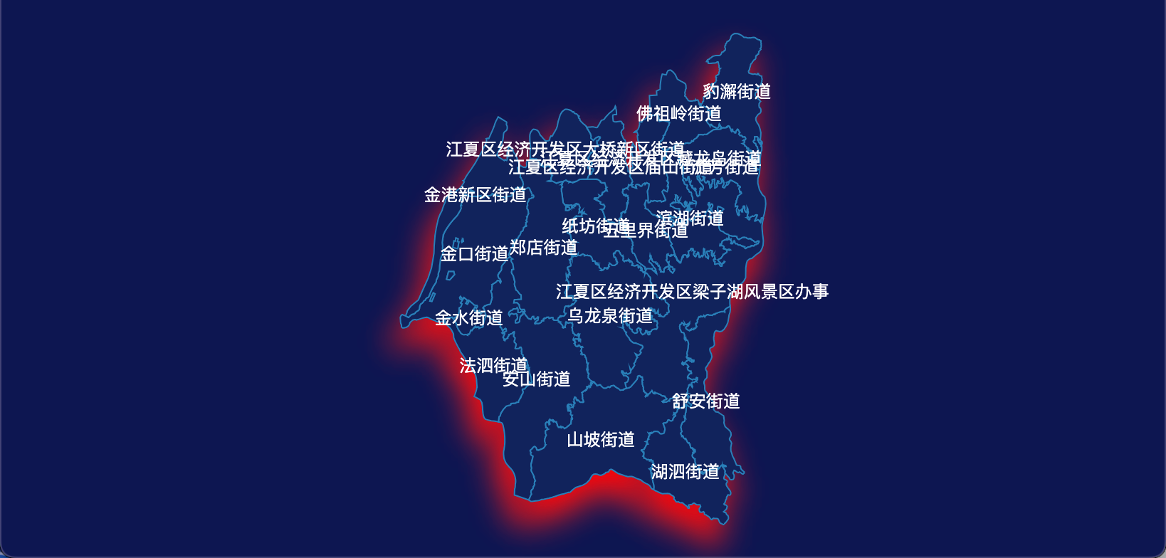 14 echarts 武汉市江夏区geoJson地图阴影