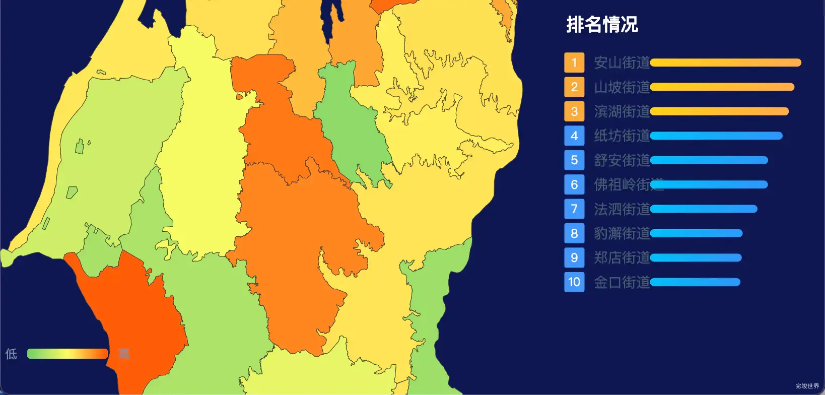 24 echarts 武汉市江夏区geoJson地图地图排行榜效果