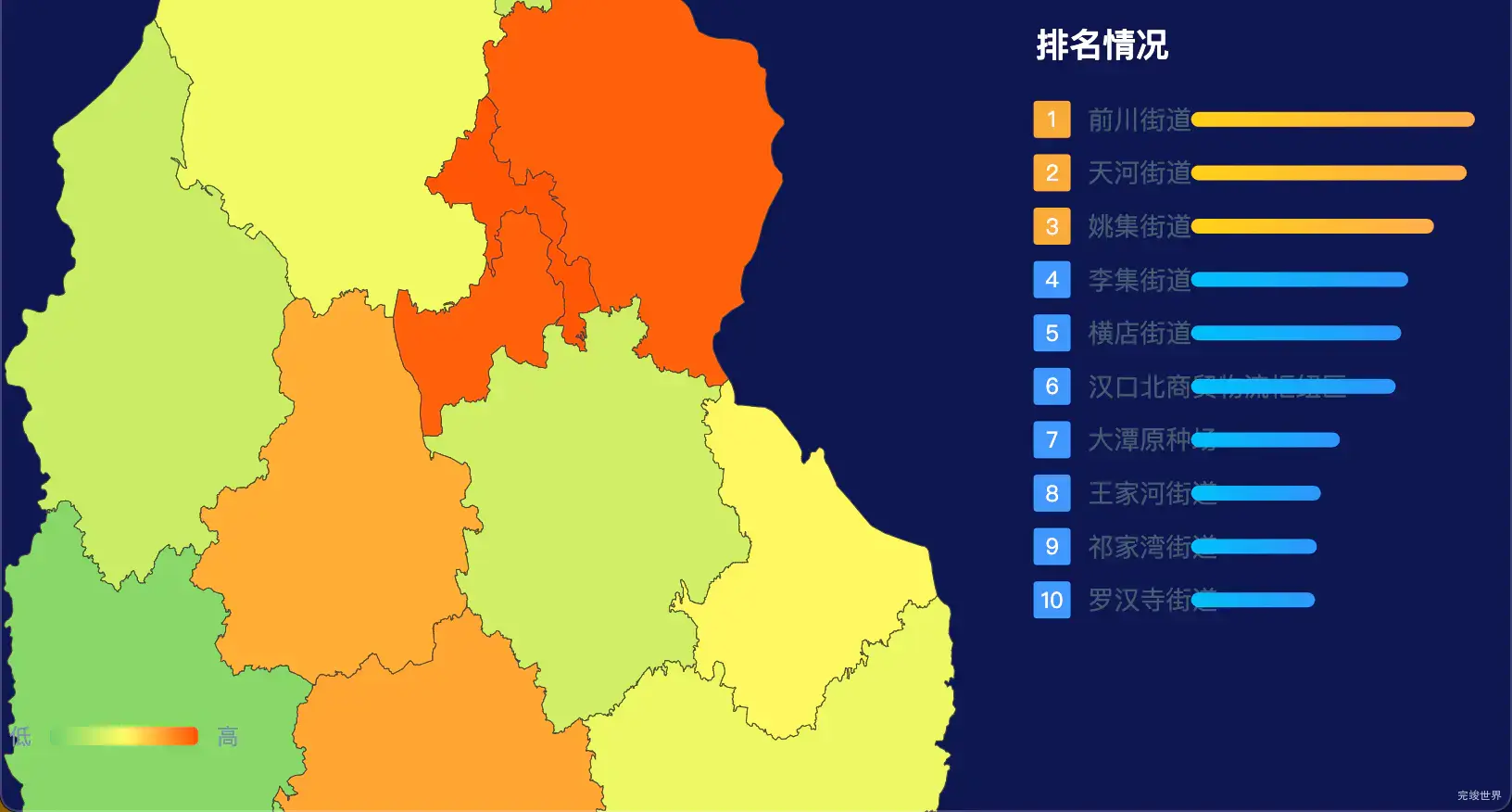 24 echarts 武汉市黄陂区geoJson地图地图排行榜效果