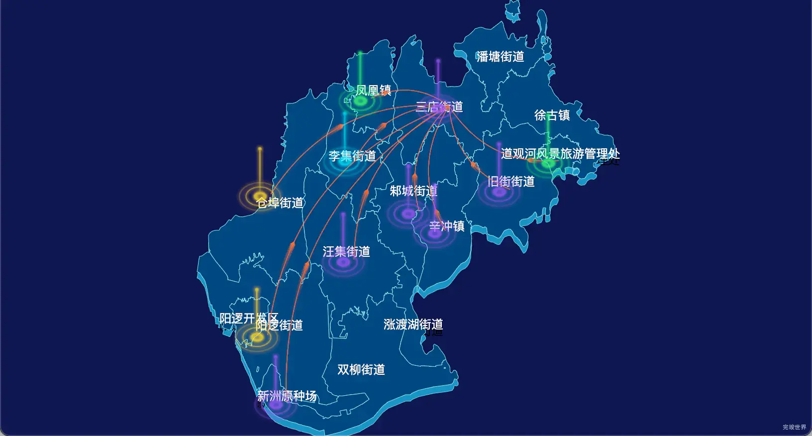 2 echarts 武汉市新洲区geoJson地图飞线图