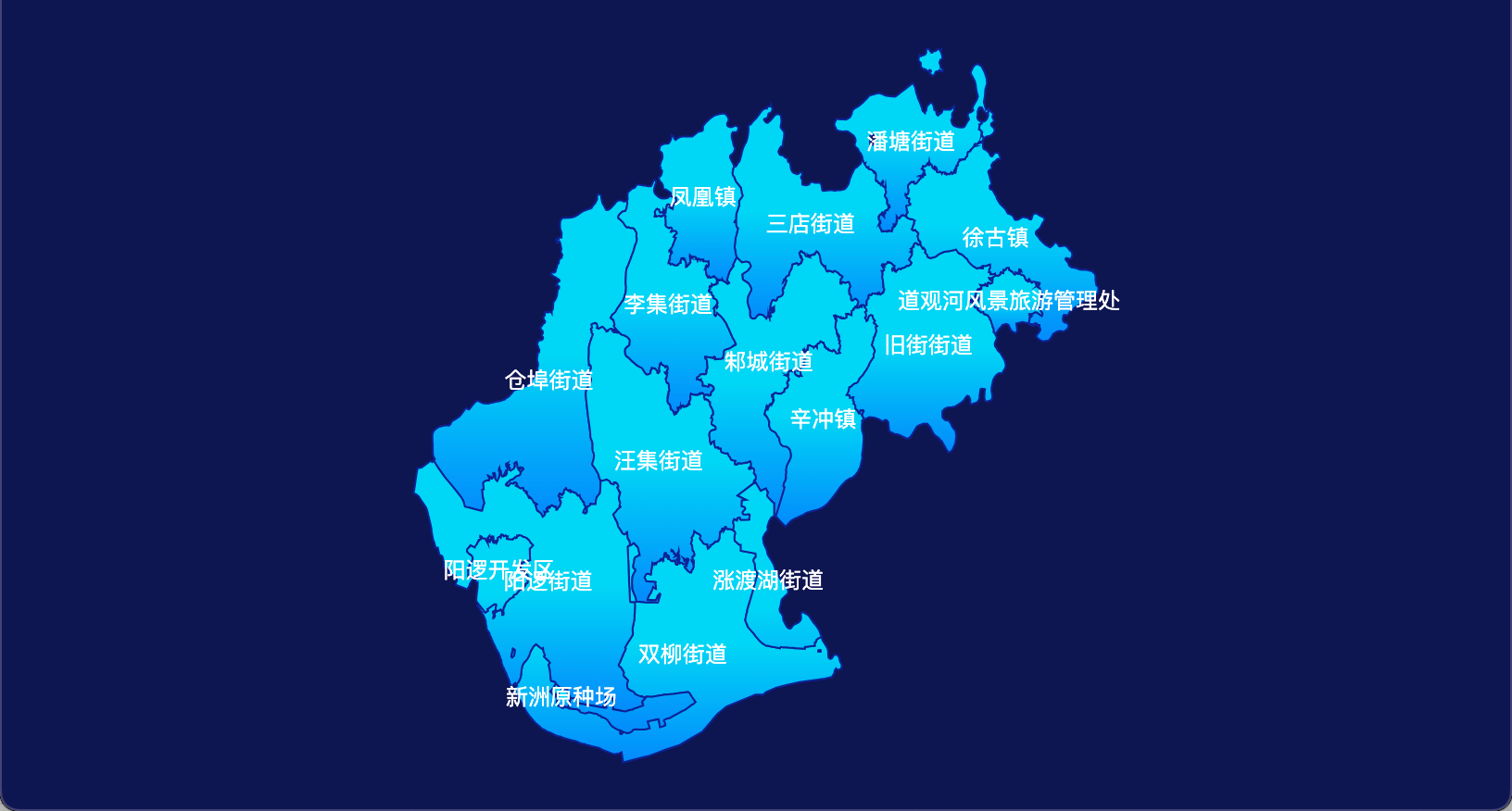 4 echarts 武汉市新洲区geoJson地图局部颜色渐变