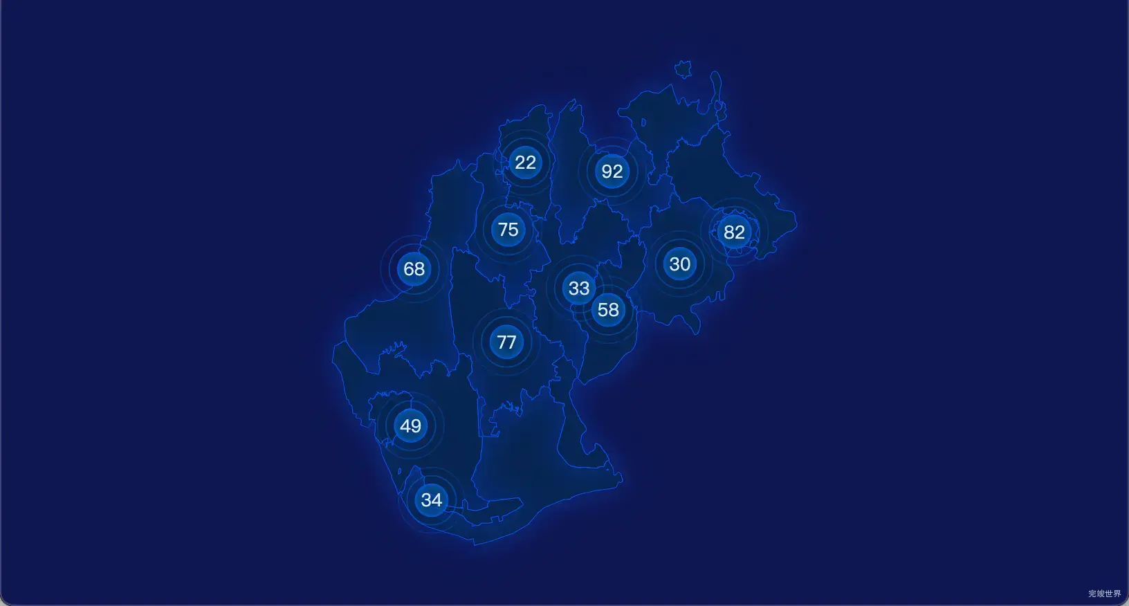 11 echarts 武汉市新洲区geoJson地图圆形波纹状气泡图