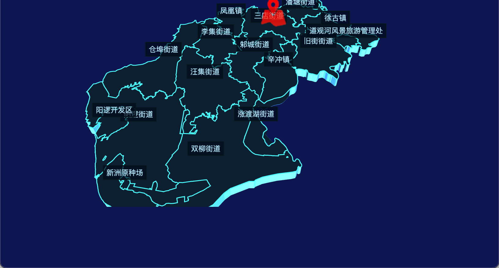 19 echarts 武汉市新洲区geoJson地图3d地图自定义图标