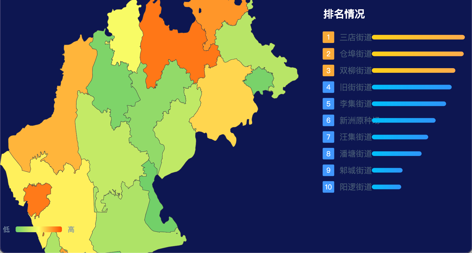 24 echarts 武汉市新洲区geoJson地图地图排行榜效果