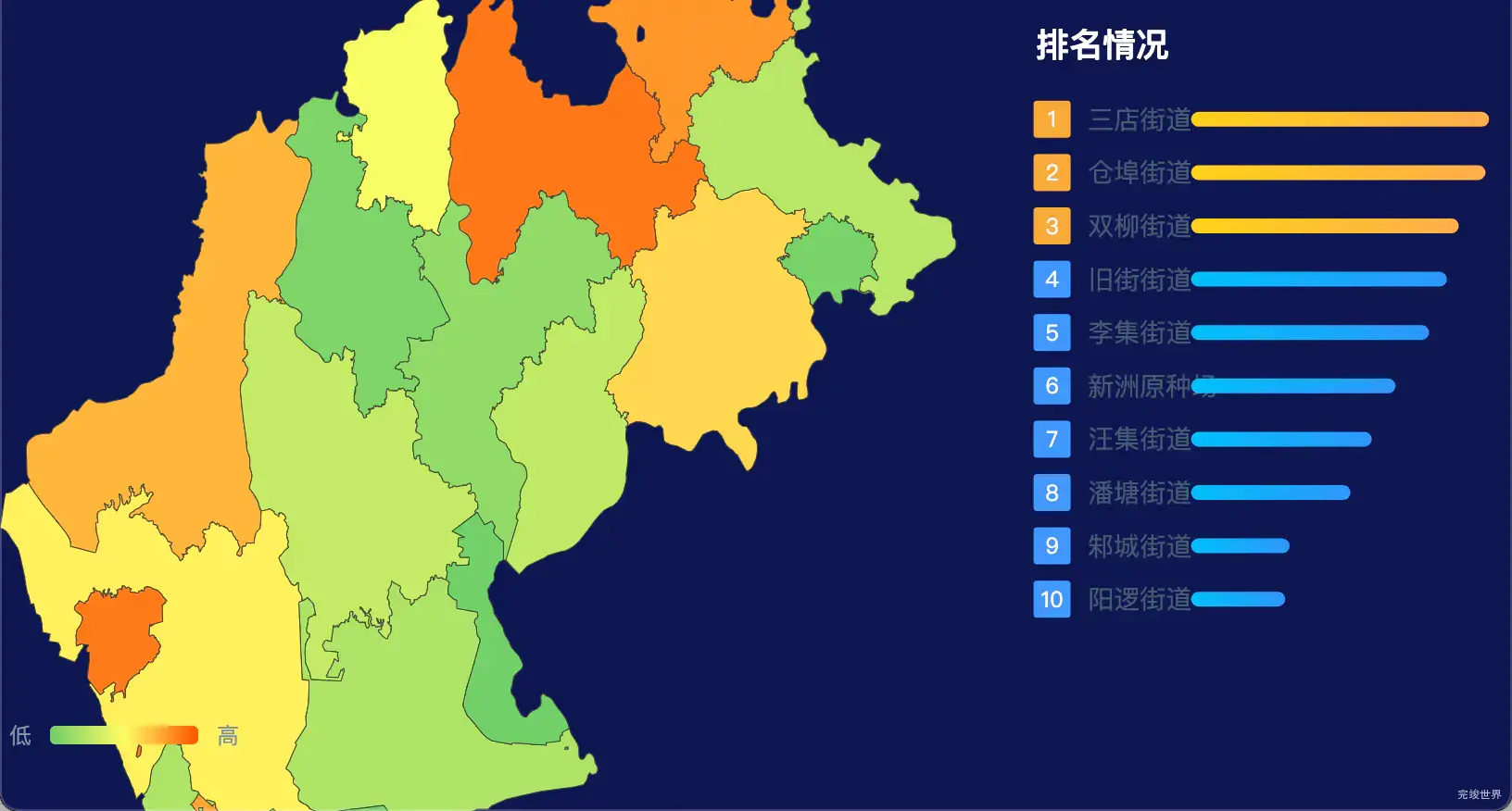24 echarts 武汉市新洲区geoJson地图地图排行榜效果