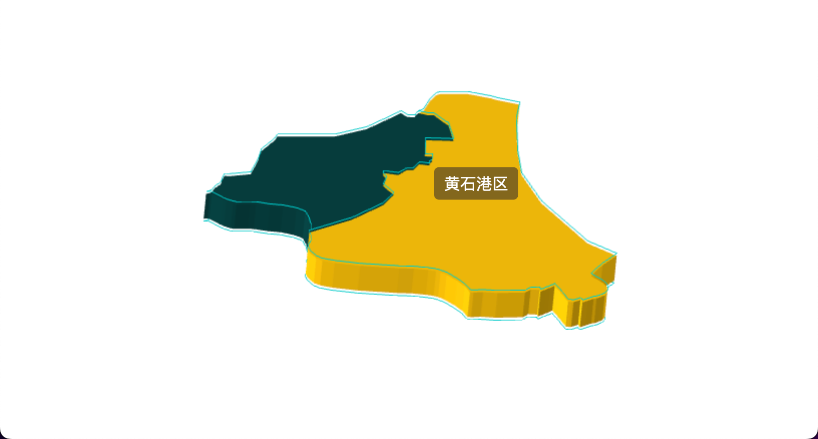 3 threejs 黄石市黄石港区geoJson地图3d地图鼠标移入显示标签并高亮