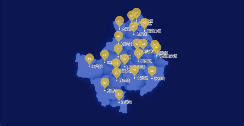 10 echarts 黄石市阳新县geoJson地图水滴状气泡图