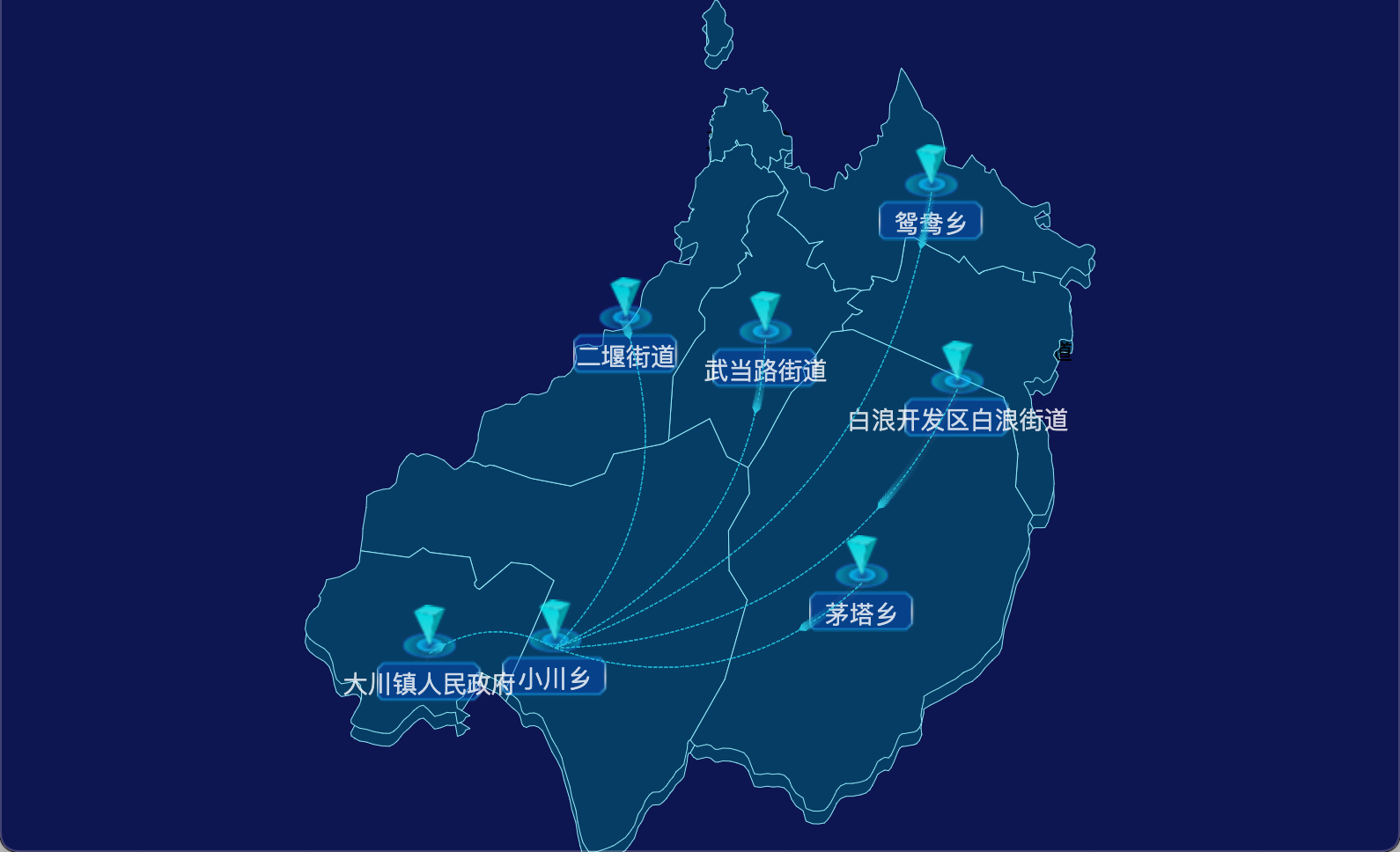 3 echarts 十堰市茅箭区geoJson地图label自定义样式