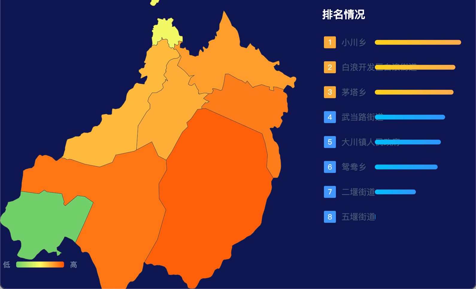 24 echarts 十堰市茅箭区geoJson地图地图排行榜效果