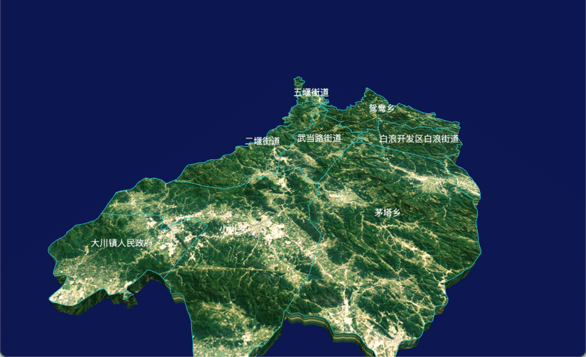 26 echarts 十堰市茅箭区geoJson地图3d地图自定义贴图-绿色地面