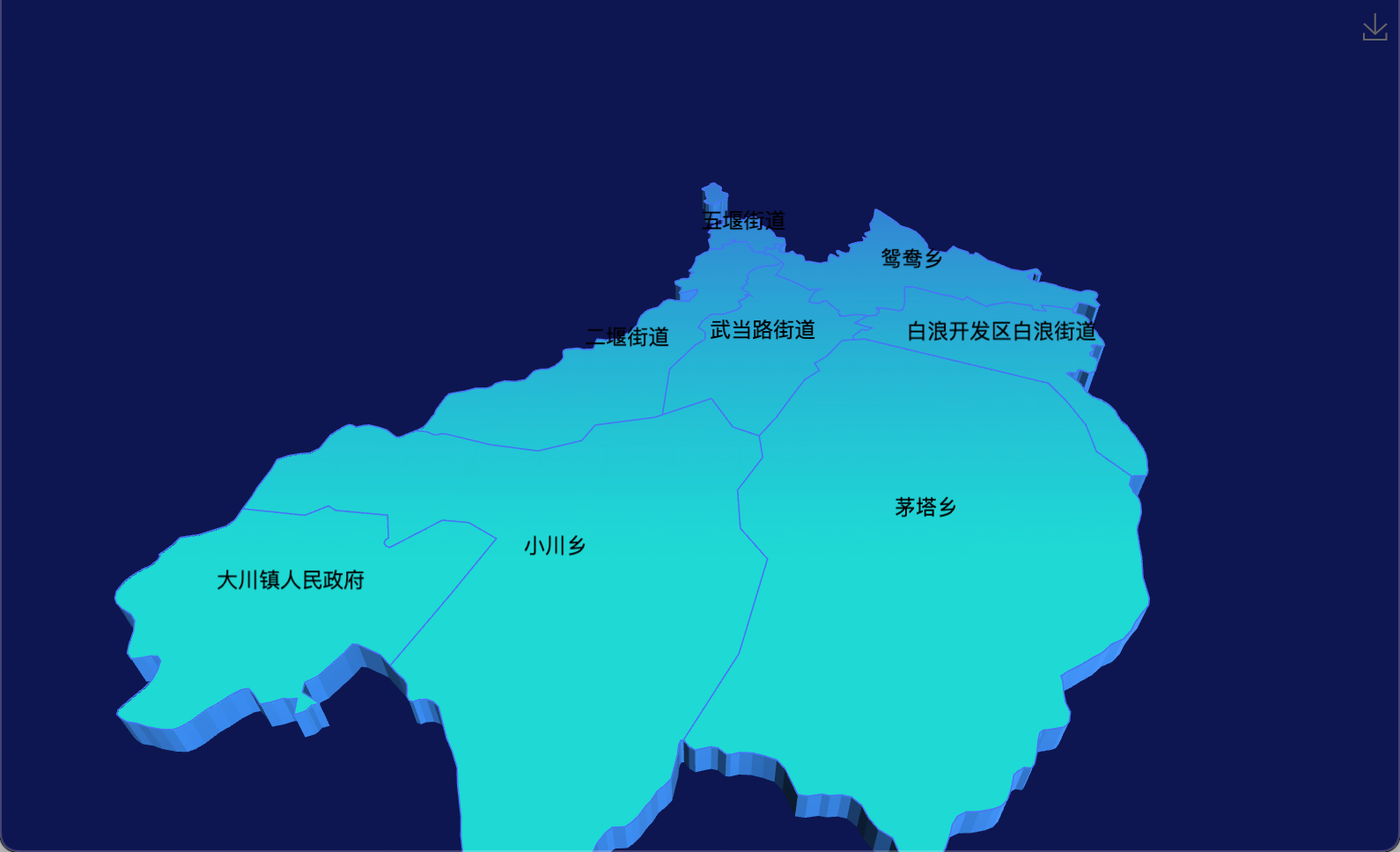 28 echarts 十堰市茅箭区geoJson地图3d地图实现渐变效果