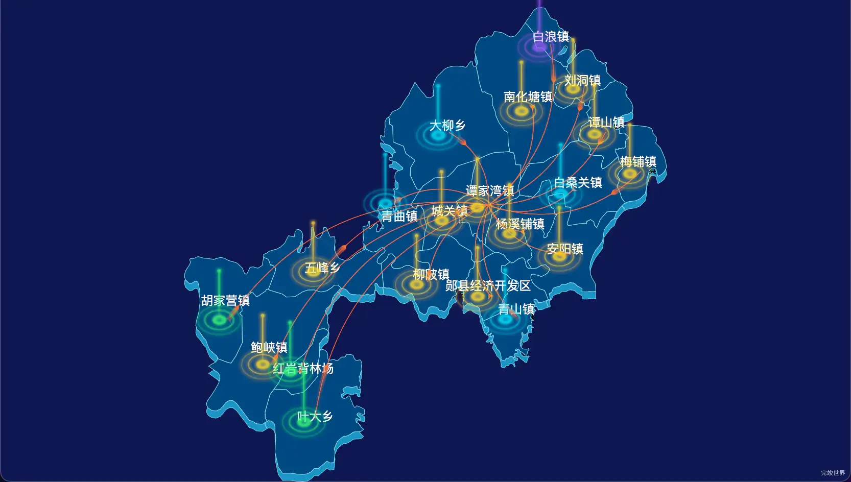 2 echarts 十堰市郧阳区geoJson地图迁徙图