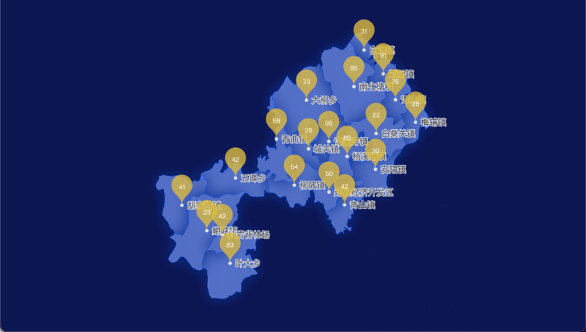 10 echarts 十堰市郧阳区geoJson地图水滴状气泡图