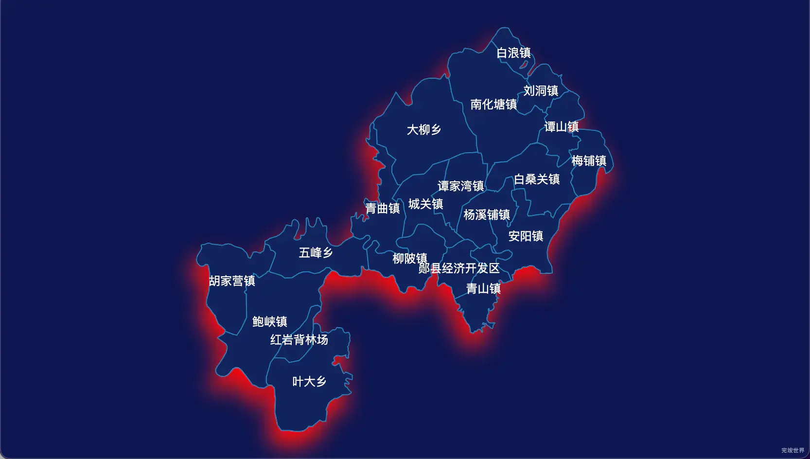 14 echarts 十堰市郧阳区geoJson地图阴影