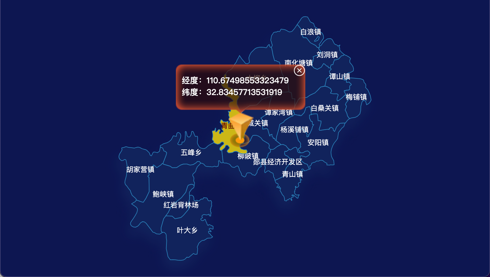 22 echarts 十堰市郧阳区geoJson地图点击地图获取经纬度