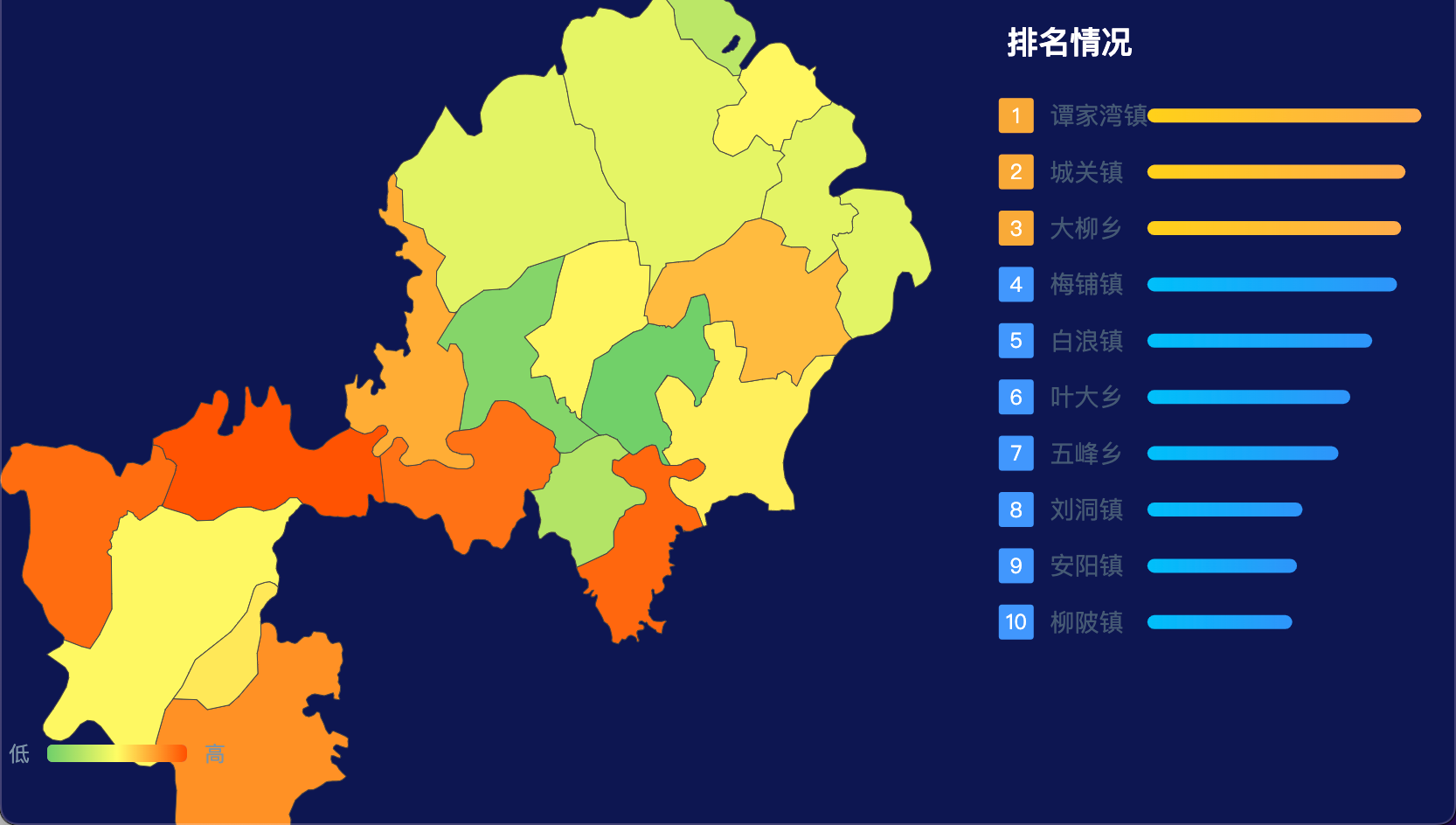 24 echarts 十堰市郧阳区geoJson地图地图排行榜效果