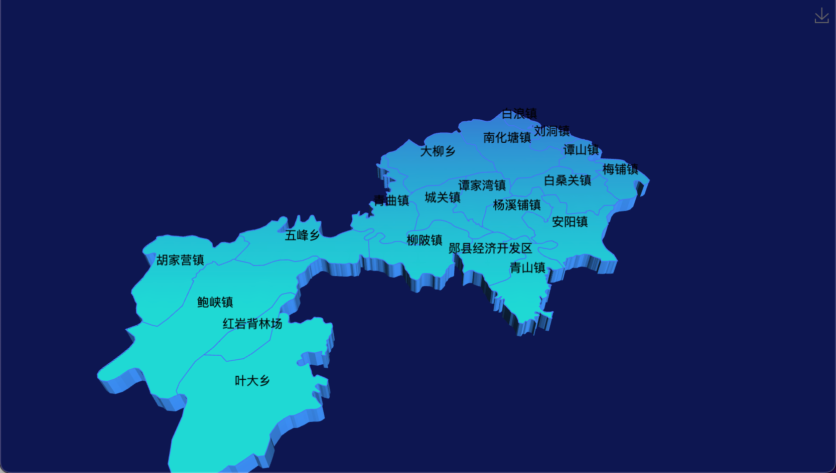 28 echarts 十堰市郧阳区geoJson地图3d地图实现渐变效果