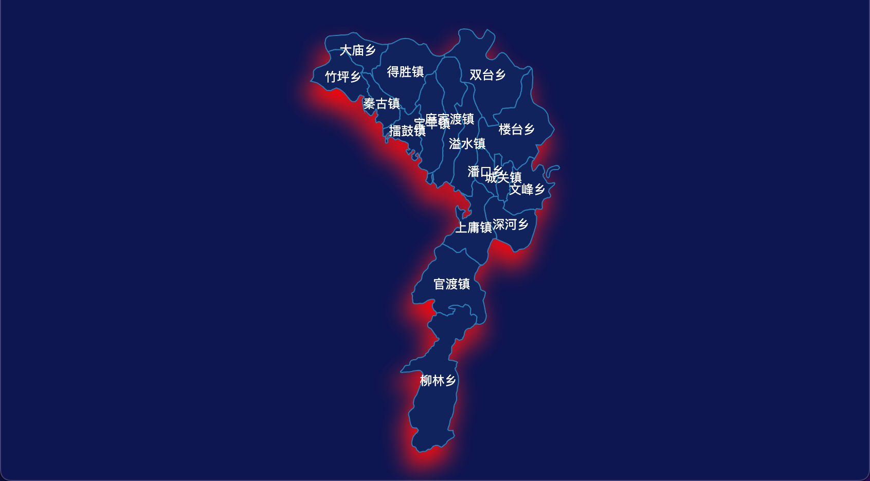 14 echarts 十堰市竹山县geoJson地图阴影