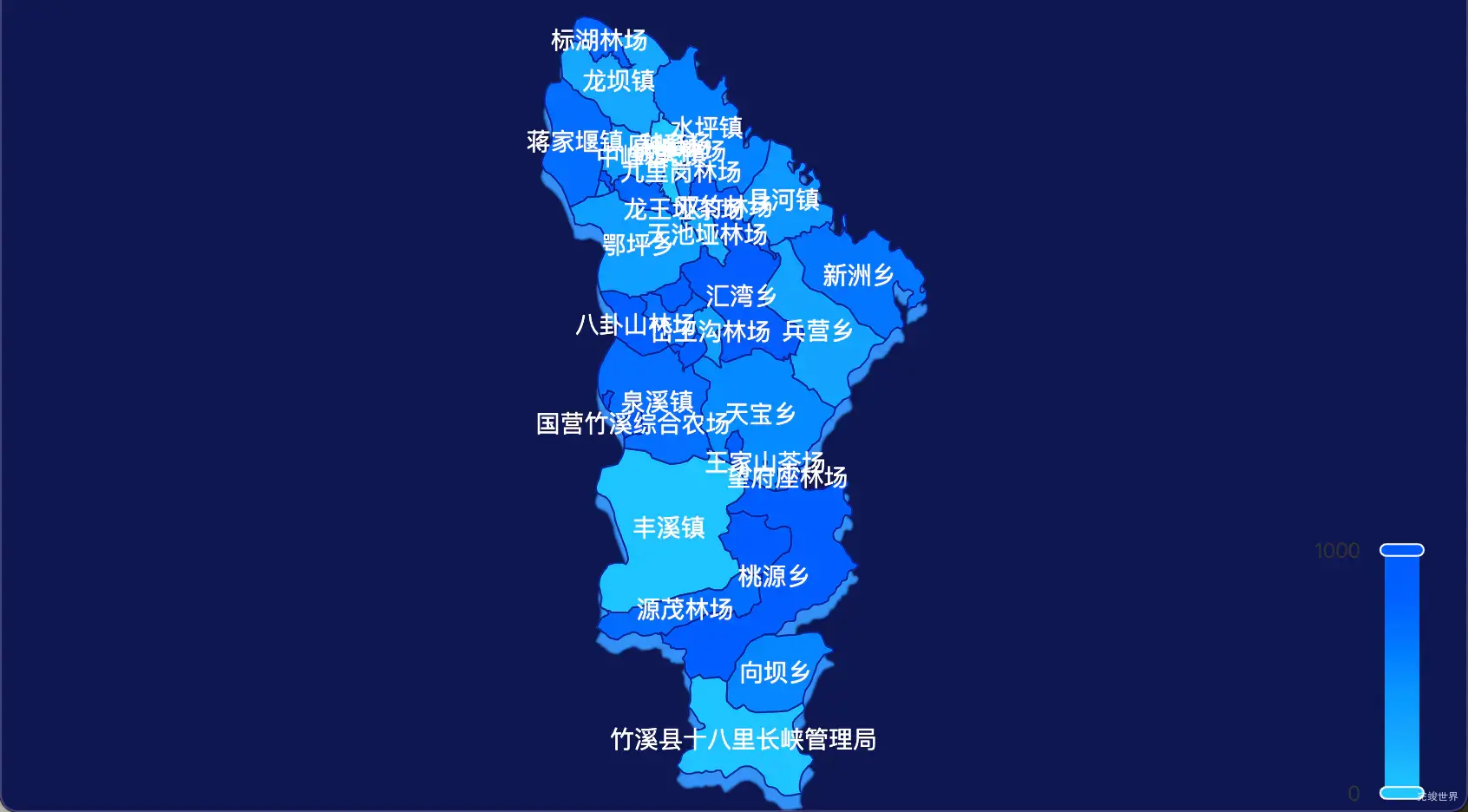 6 echarts 十堰市竹溪县geoJson地图 visualMap控制地图颜色