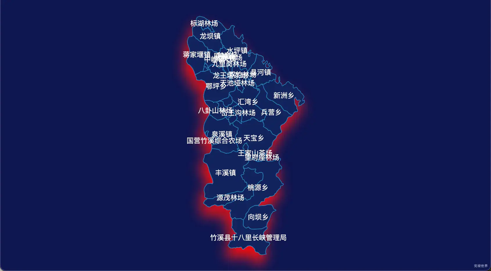 14 echarts 十堰市竹溪县geoJson地图阴影