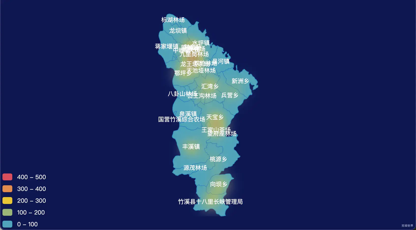 15 echarts 十堰市竹溪县geoJson地图热力图