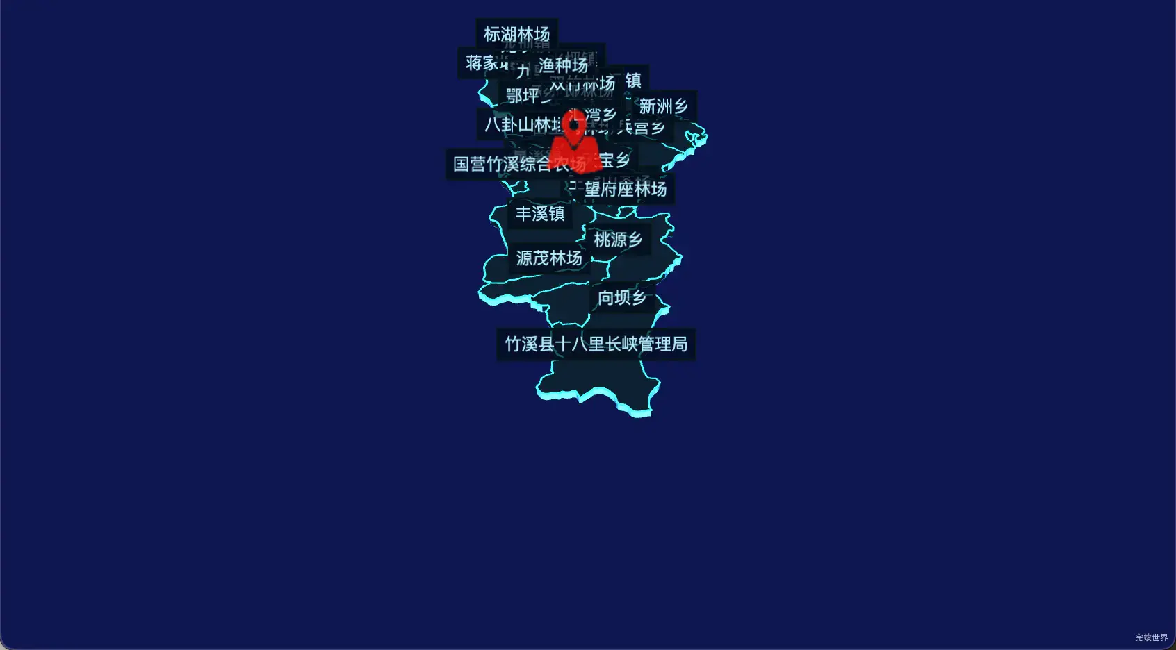 19 echarts 十堰市竹溪县geoJson地图3d地图自定义图标
