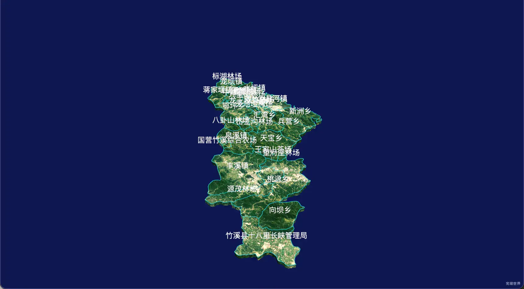 26 echarts 十堰市竹溪县geoJson地图3d地图自定义贴图-绿色地面