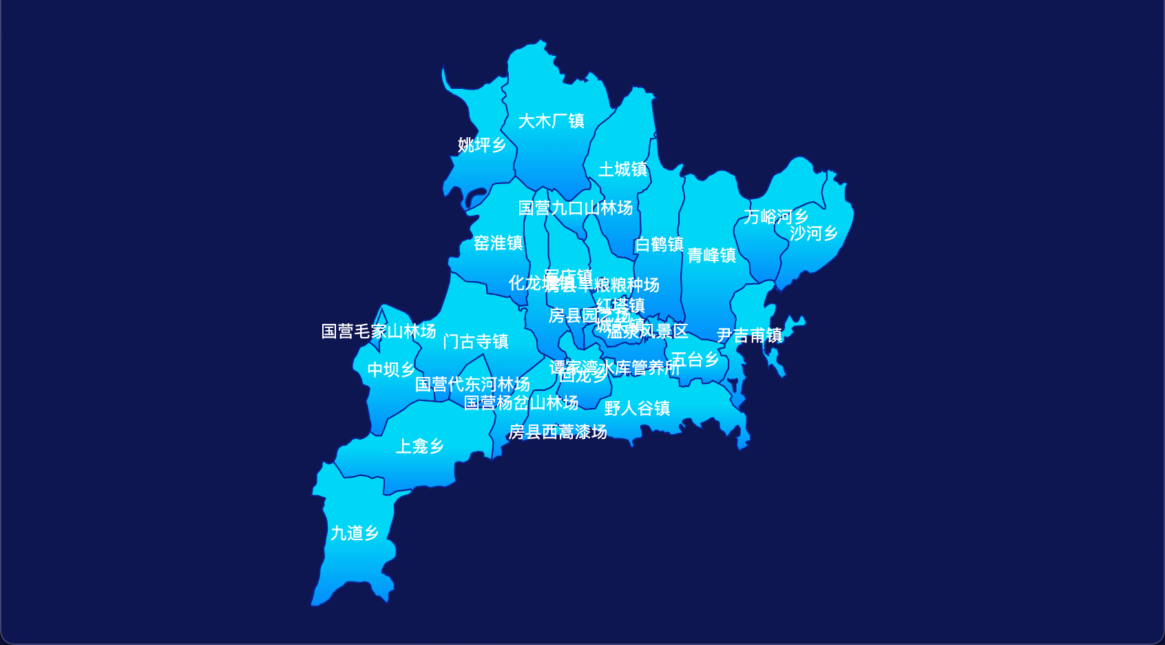 局部渐变的十堰市房县GeoJSON地图