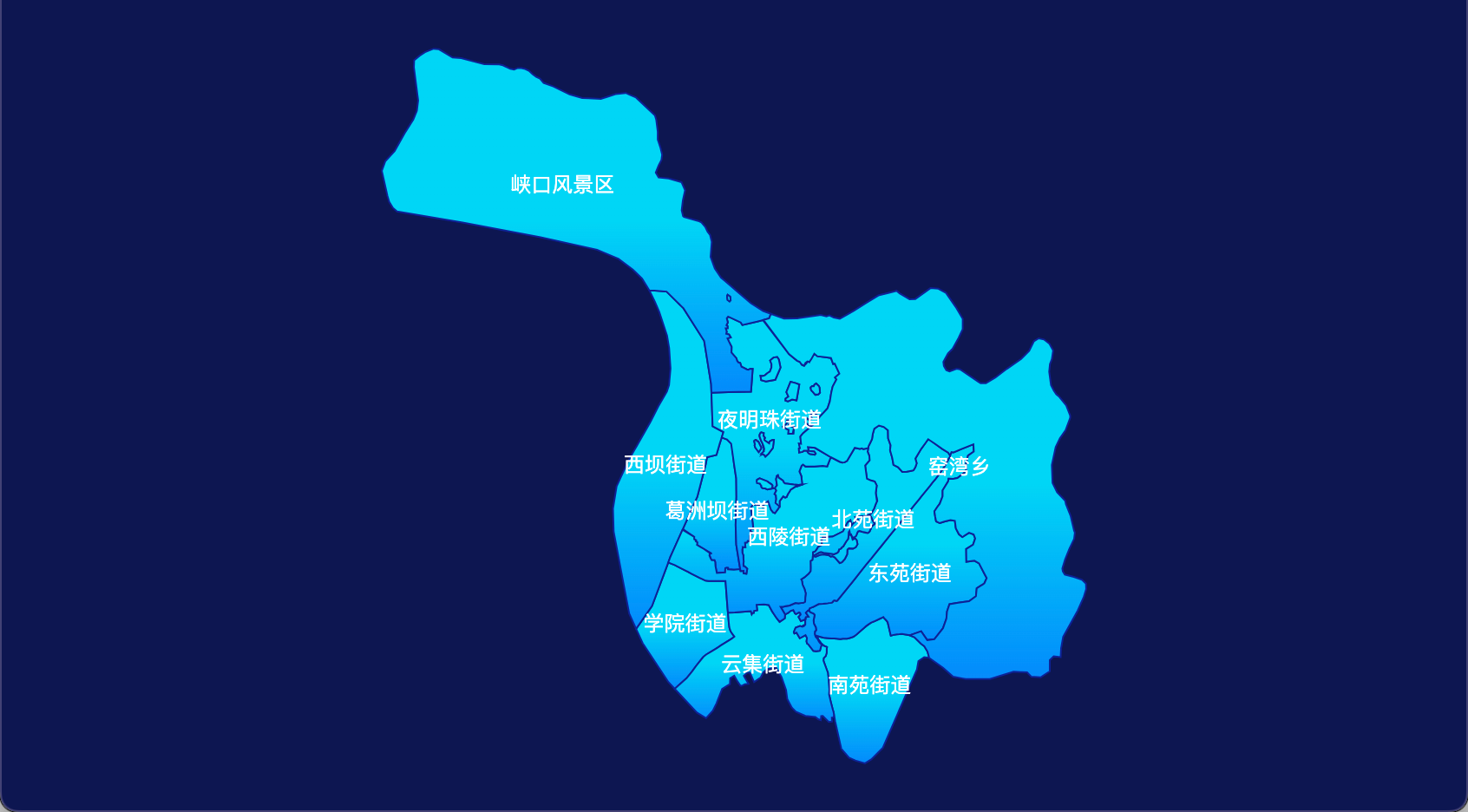 echarts宜昌市西陵区局部颜色渐变效果