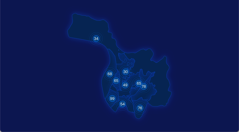 echarts宜昌市西陵区波纹状气泡图展示