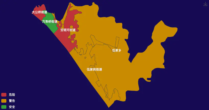 宜昌市伍家岗区GeoJSON地图定义颜色