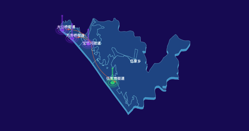 宜昌市伍家岗区GeoJSON地图迁徙图