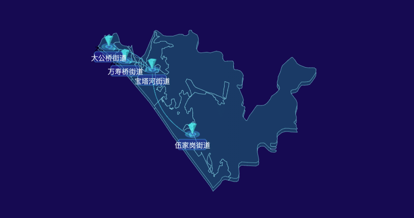 宜昌市伍家岗区GeoJSON地图自定义label样式