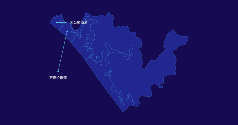 宜昌市伍家岗区GeoJSON地图自定义引导线