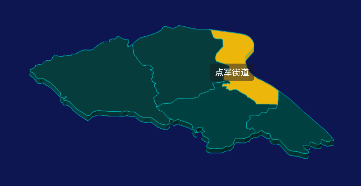 threejs宜昌市点军区geoJson地图3d地图鼠标移入显示标签并高亮