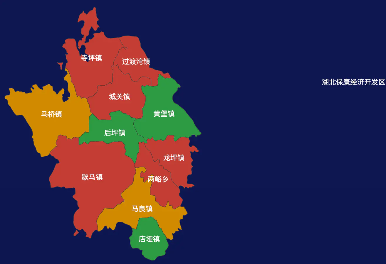 echarts襄阳市保康县geoJson地图自定义引导线效果