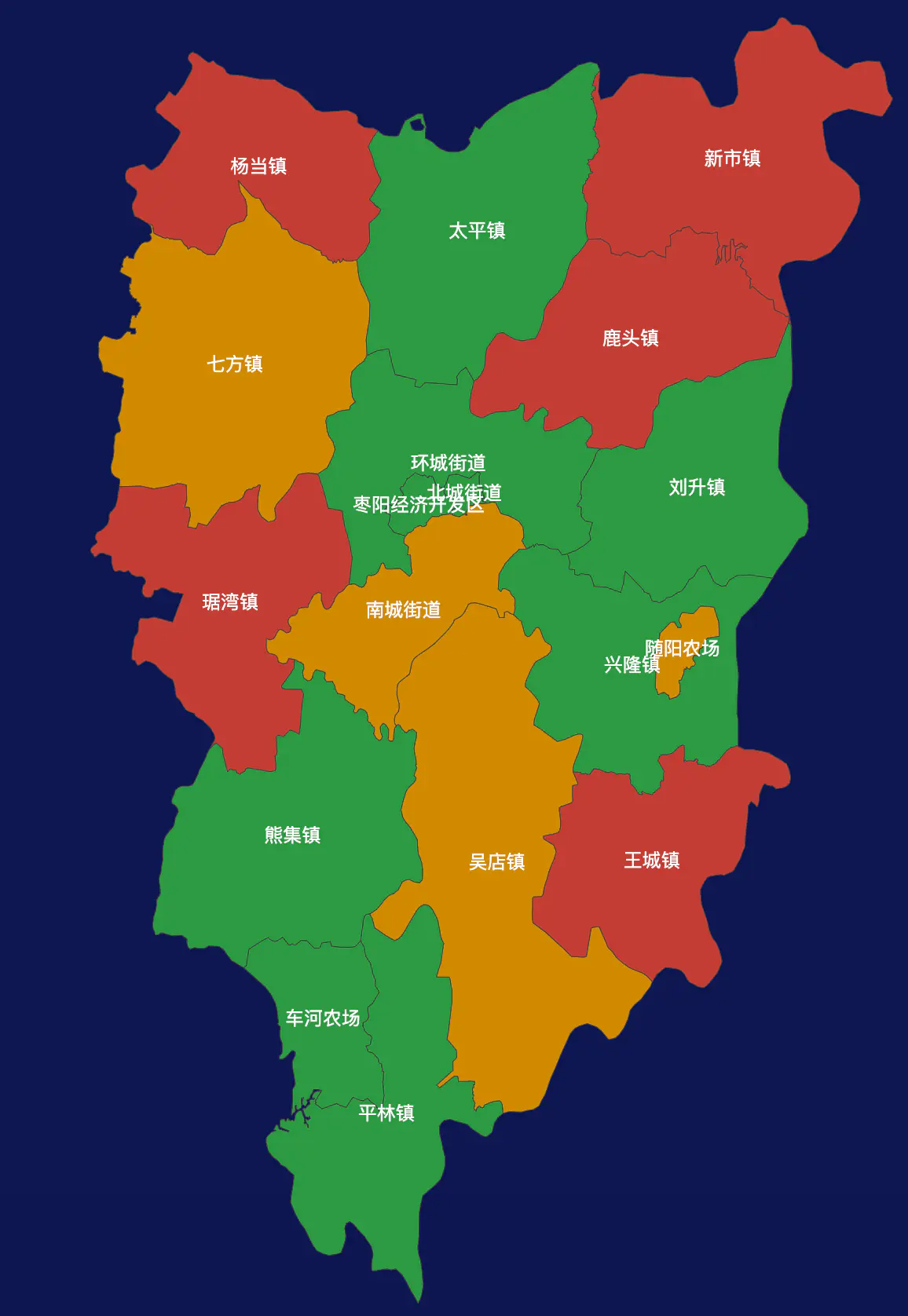 echarts襄阳市枣阳市geoJson地图