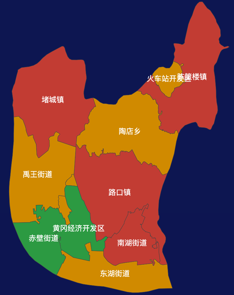 echarts黄冈市黄州区geoJson