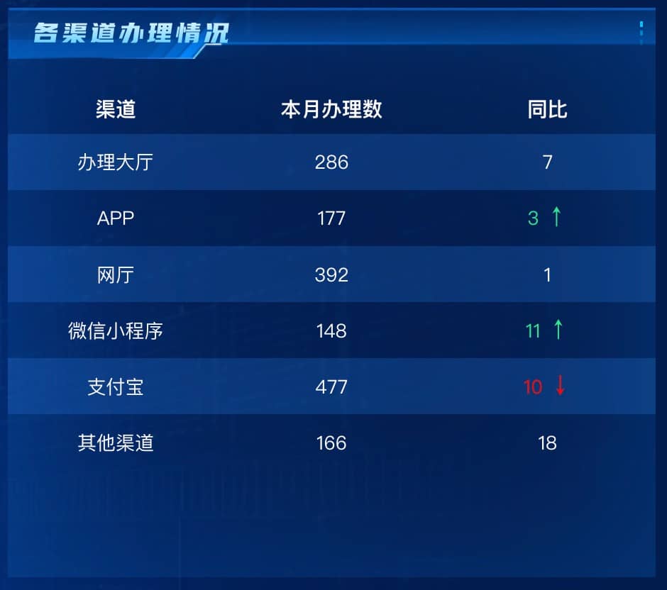 各渠道办理情况