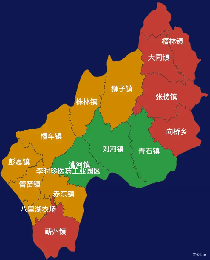 echarts黄冈市蕲春县geoJson地图