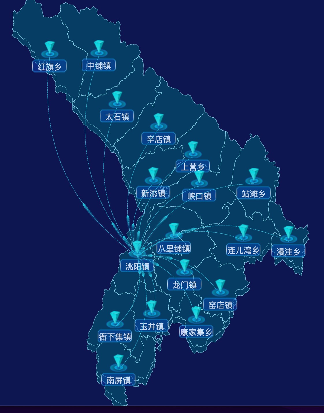 echarts 地图实现飞线向指定地区飞线