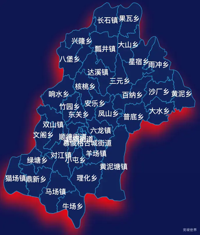 echarts毕节市大方县geoJson地图阴影