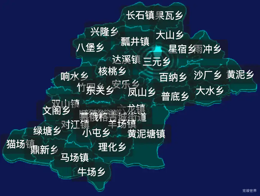 threejs毕节市大方县geoJson地图3d地图CSS2D外加旋转棱锥