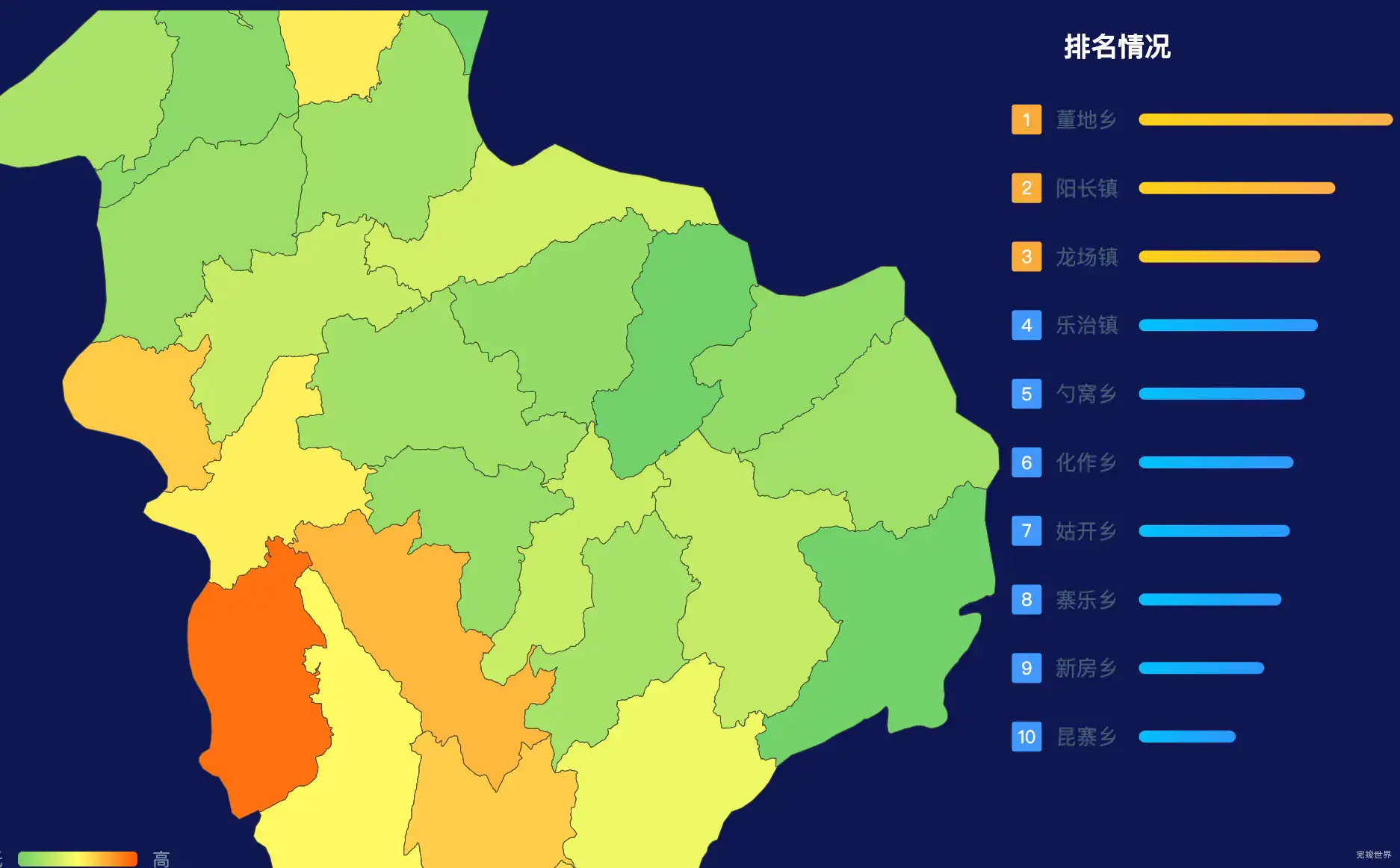 echarts毕节市纳雍县geoJson地图地图排行榜效果