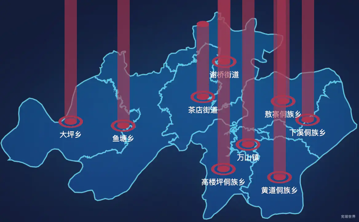 echarts铜仁市万山区geoJson地图添加柱状图