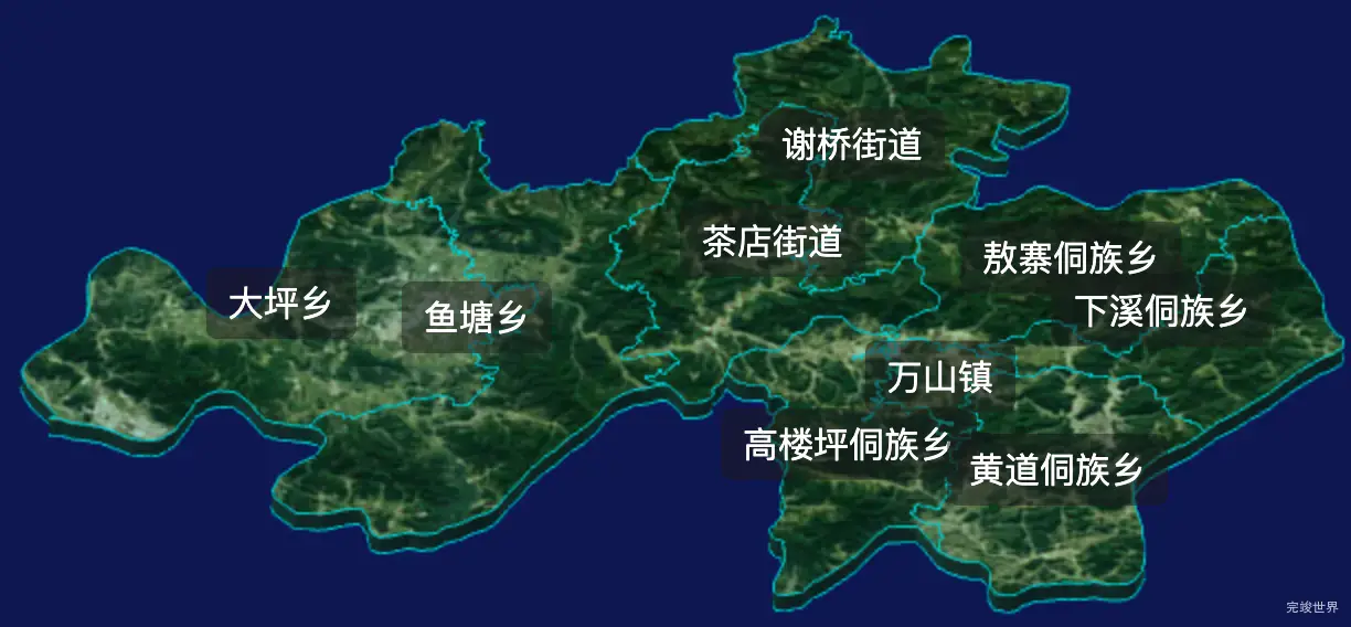 threejs铜仁市万山区geoJson地图3d地图自定义贴图加CSS2D标签