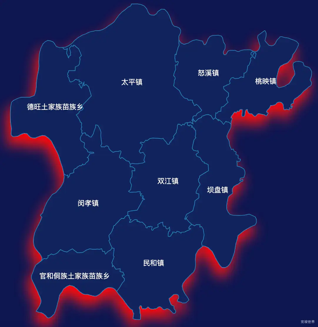 echarts铜仁市江口县geoJson地图阴影