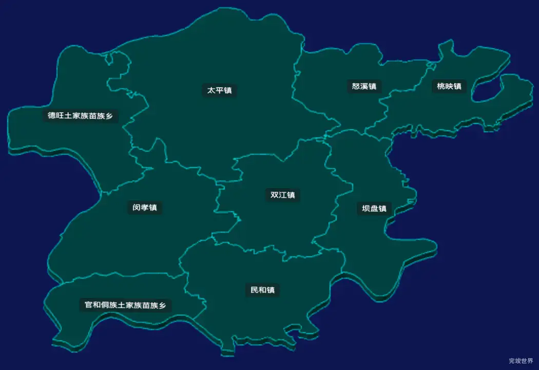 threejs铜仁市江口县geoJson地图3d地图CSS3D标签