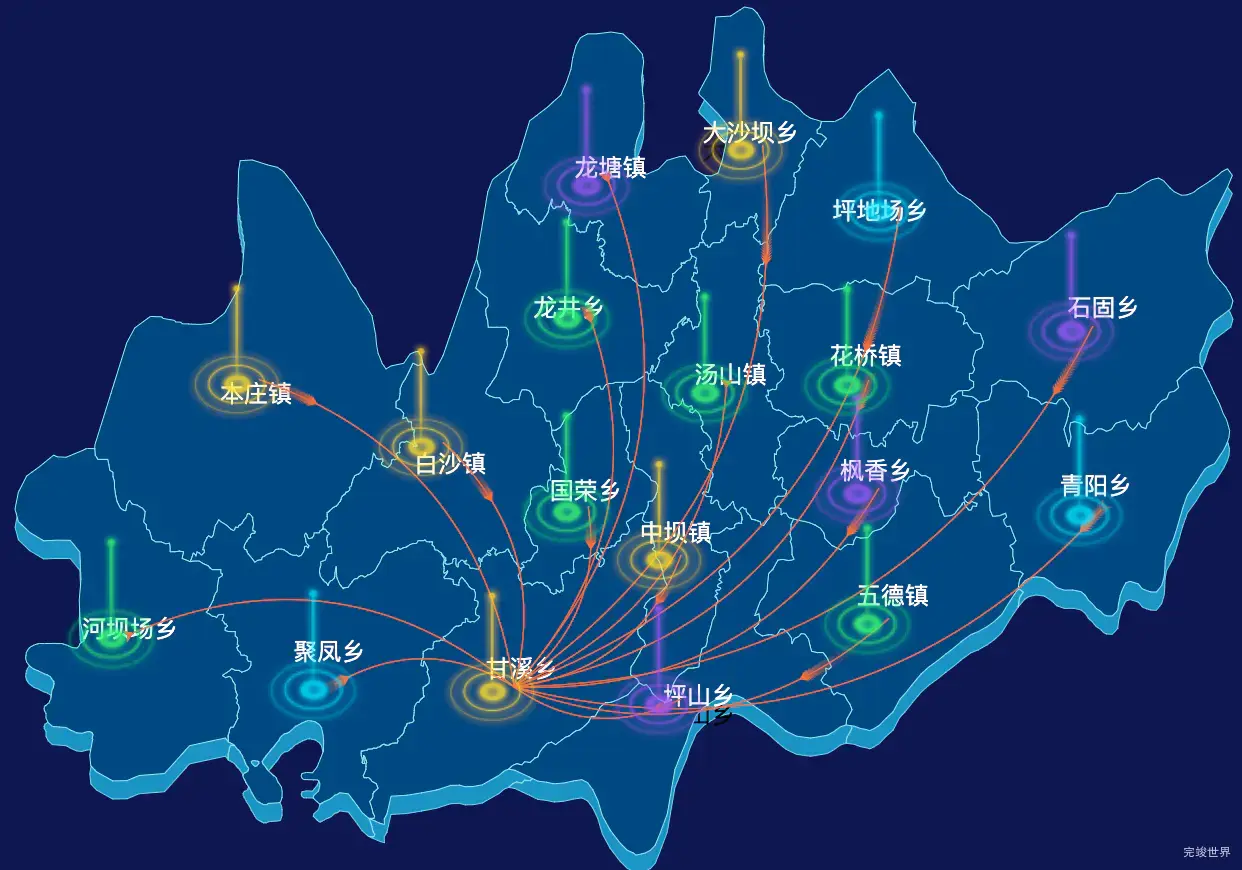 echarts铜仁市石阡县geoJson地图飞线图