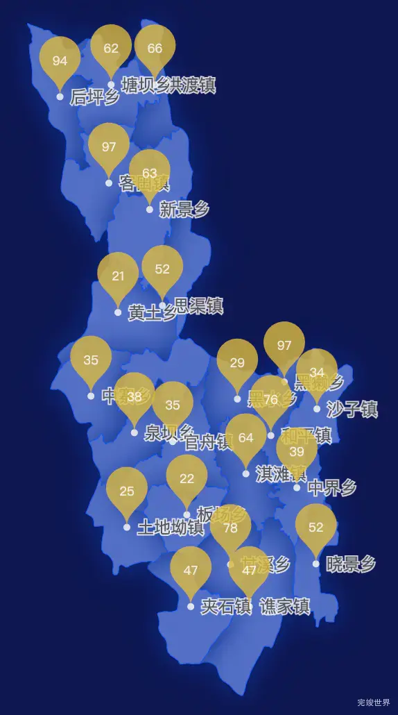 echarts铜仁市沿河土家族自治县geoJson地图水滴状气泡图